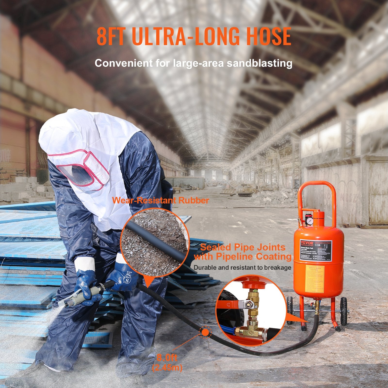 5 Gallon Sand Blaster 60-110 PSI High Pressure Sandblaster with 4 Nozzles V952-PSG5JL6125PS7XJMJV0