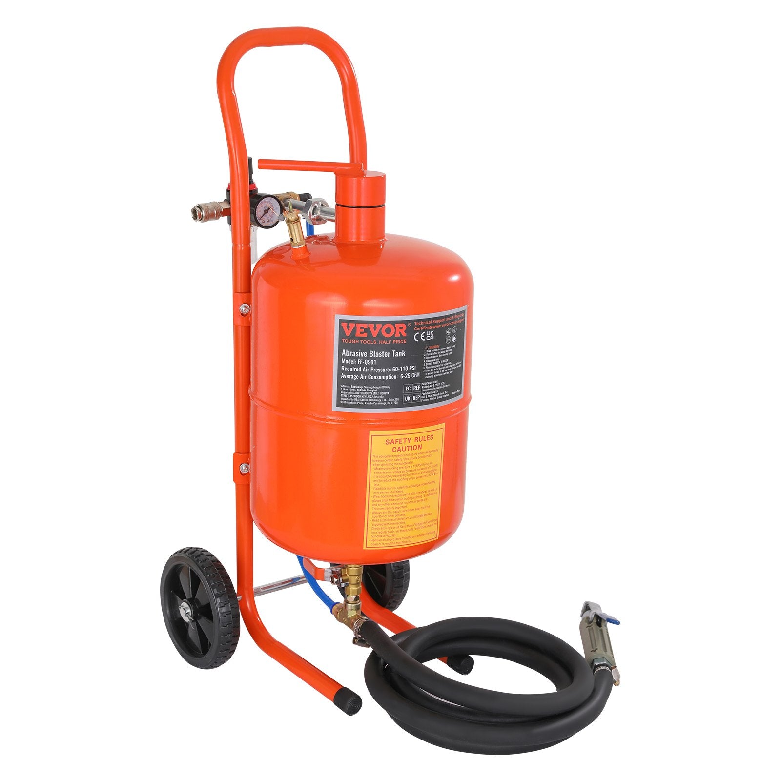 5 Gallon Sand Blaster 60-110 PSI High Pressure Sandblaster with 4 Nozzles V952-PSG5JL6125PS7XJMJV0