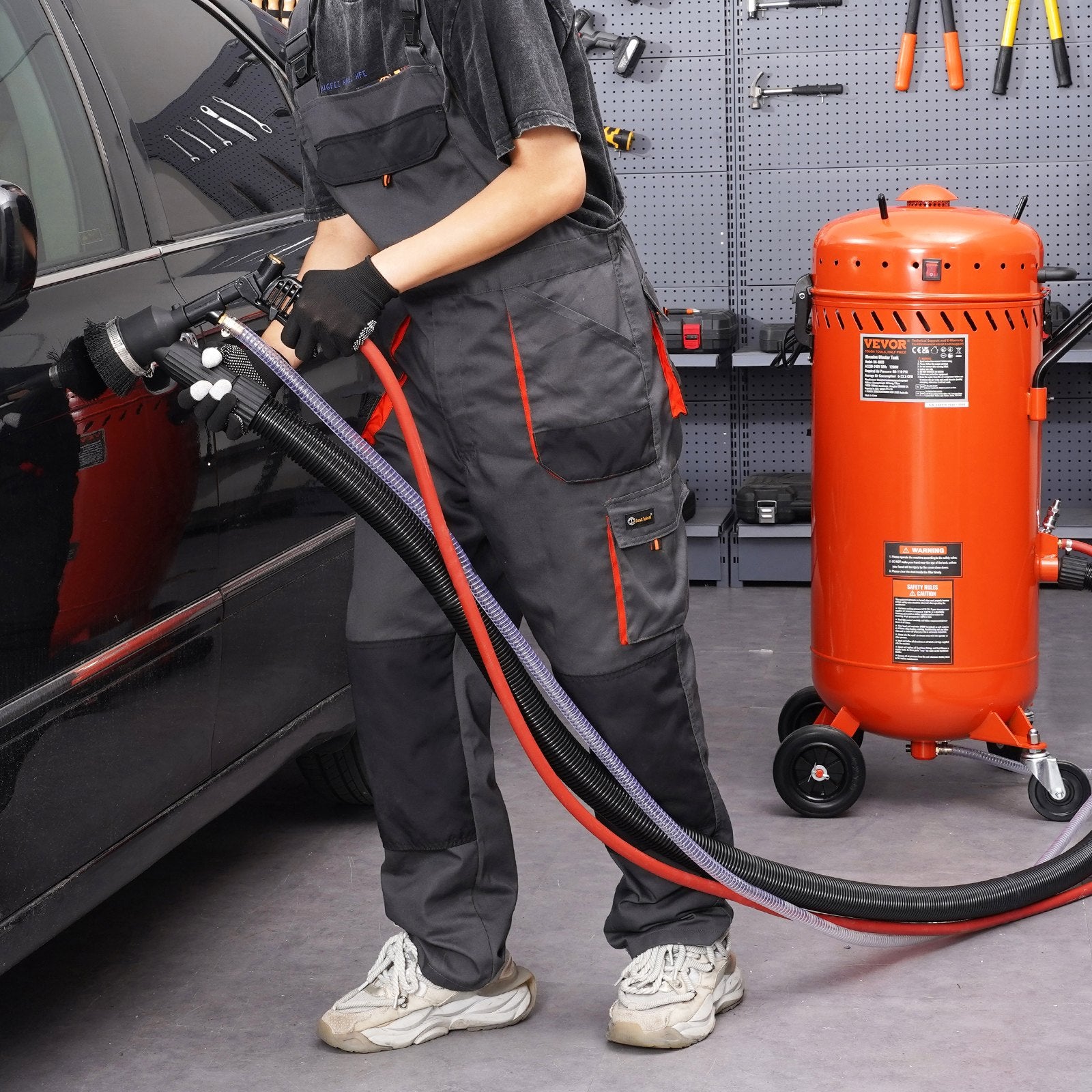 28 Gallon Vacuum Sand Blaster, Dustless Sandblaster with Built-in 1200W Vacuum System for Dust Control and V952-PSGP286125PSIP3JOV3