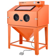 435L Sandblasting Cabinet, Heavy Duty Steel Sand Blaster with Dual Blasting Guns Kit, 117L Media Hopper & V952-PSJ115GALY00XDGO7001V3
