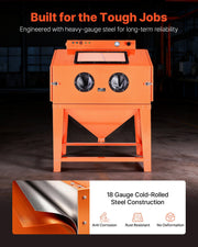 435L Sandblasting Cabinet, Heavy Duty Steel Sand Blaster with Dual Blasting Guns Kit, 117L Media Hopper & V952-PSJ115GALY00XDGO7001V3