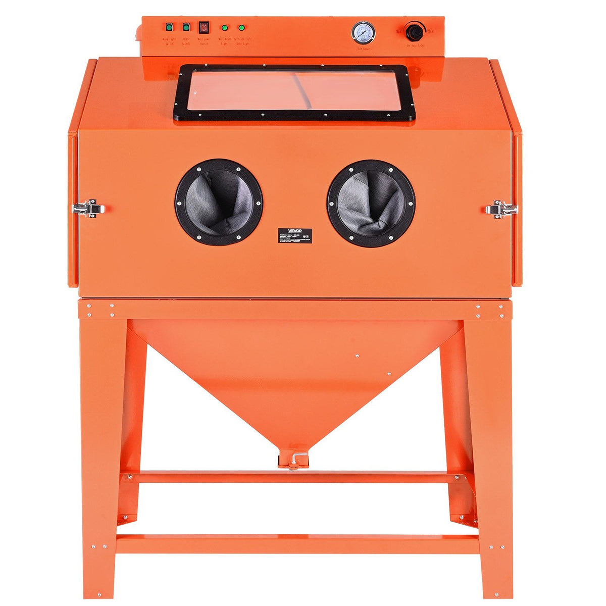 435L Sandblasting Cabinet, Heavy Duty Steel Sand Blaster with Dual Blasting Guns Kit, 117L Media Hopper & V952-PSJ115GALY00XDGO7001V3