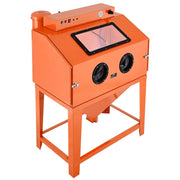 435L Sandblasting Cabinet, Heavy Duty Steel Sand Blaster with Dual Blasting Guns Kit, 117L Media Hopper & V952-PSJ115GALY00XDGO7001V3