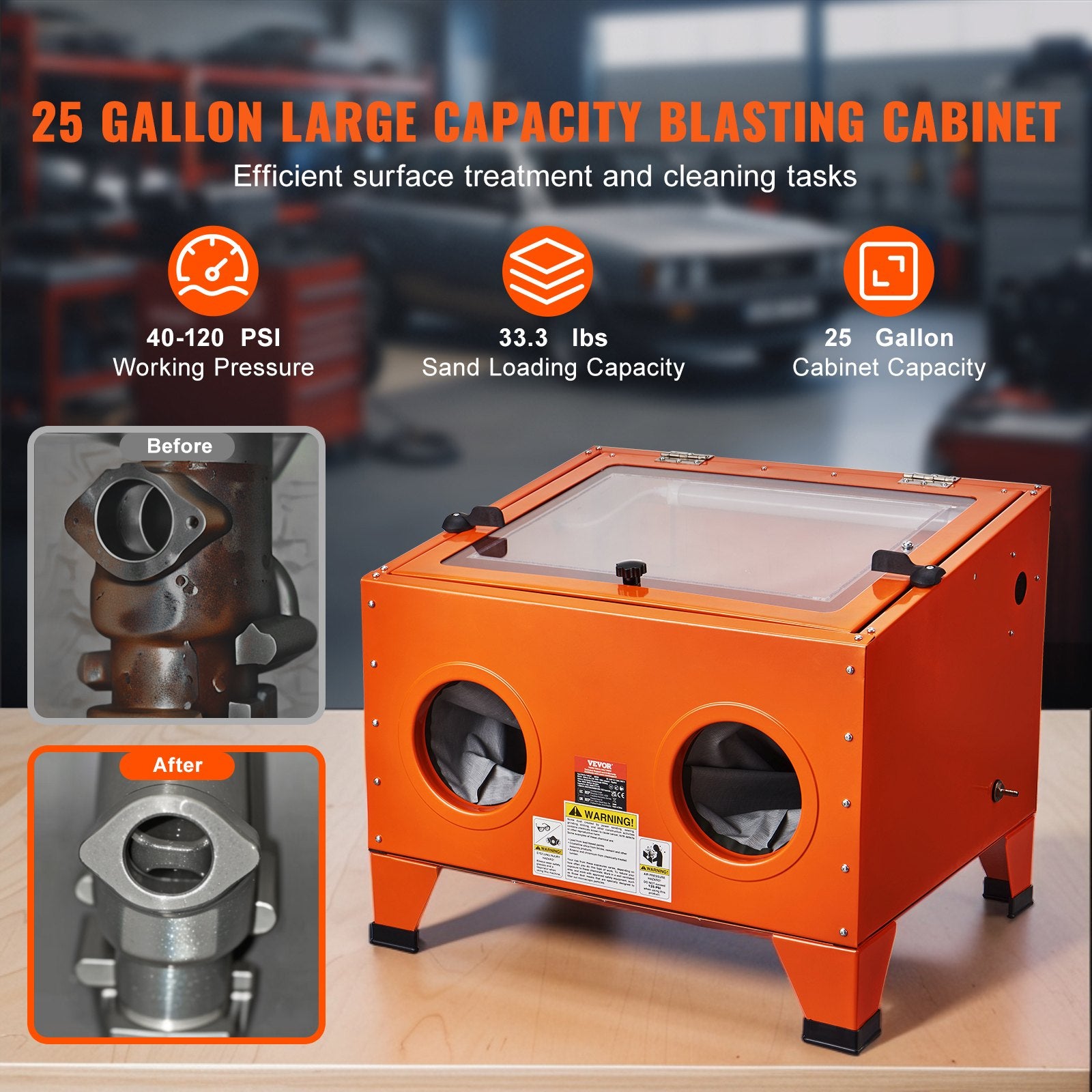 25 Gallon Sandblasting Cabinet, 40-120PSI Portable Benchtop Sand Blasting Cabinet, Heavy Duty Steel Sand V952-PSJ25JLW00002P4MFV3
