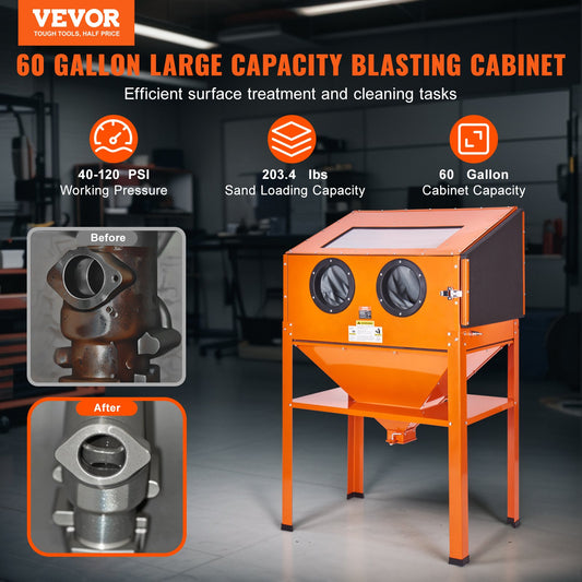 60 Gallon Sand Blasting Cabinet with Stand with Blasting Gun & 4 Nozzles V952-PSJ60JLW0000PHICYV3