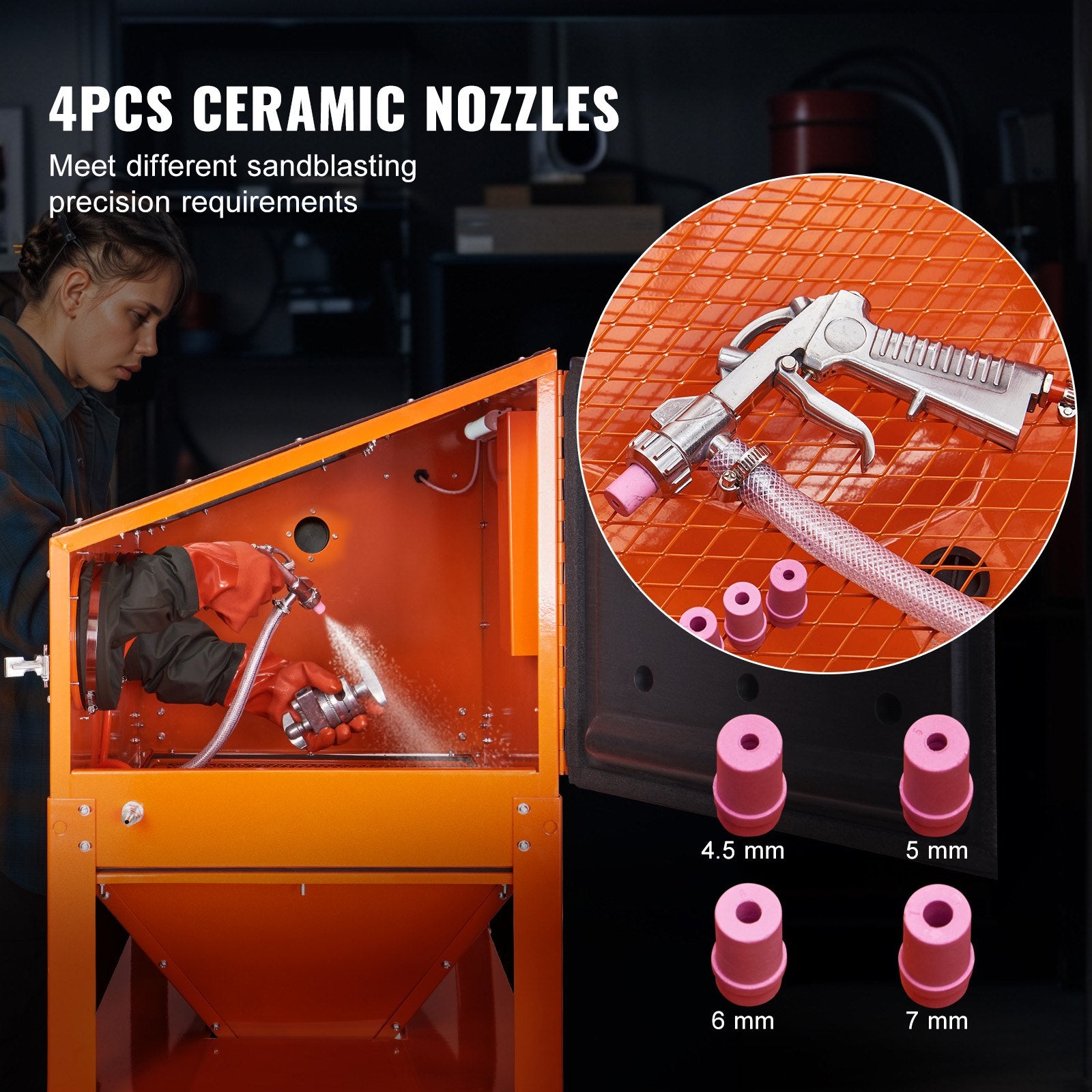 60 Gallon Sand Blasting Cabinet with Stand with Blasting Gun & 4 Nozzles V952-PSJ60JLW0000PHICYV3