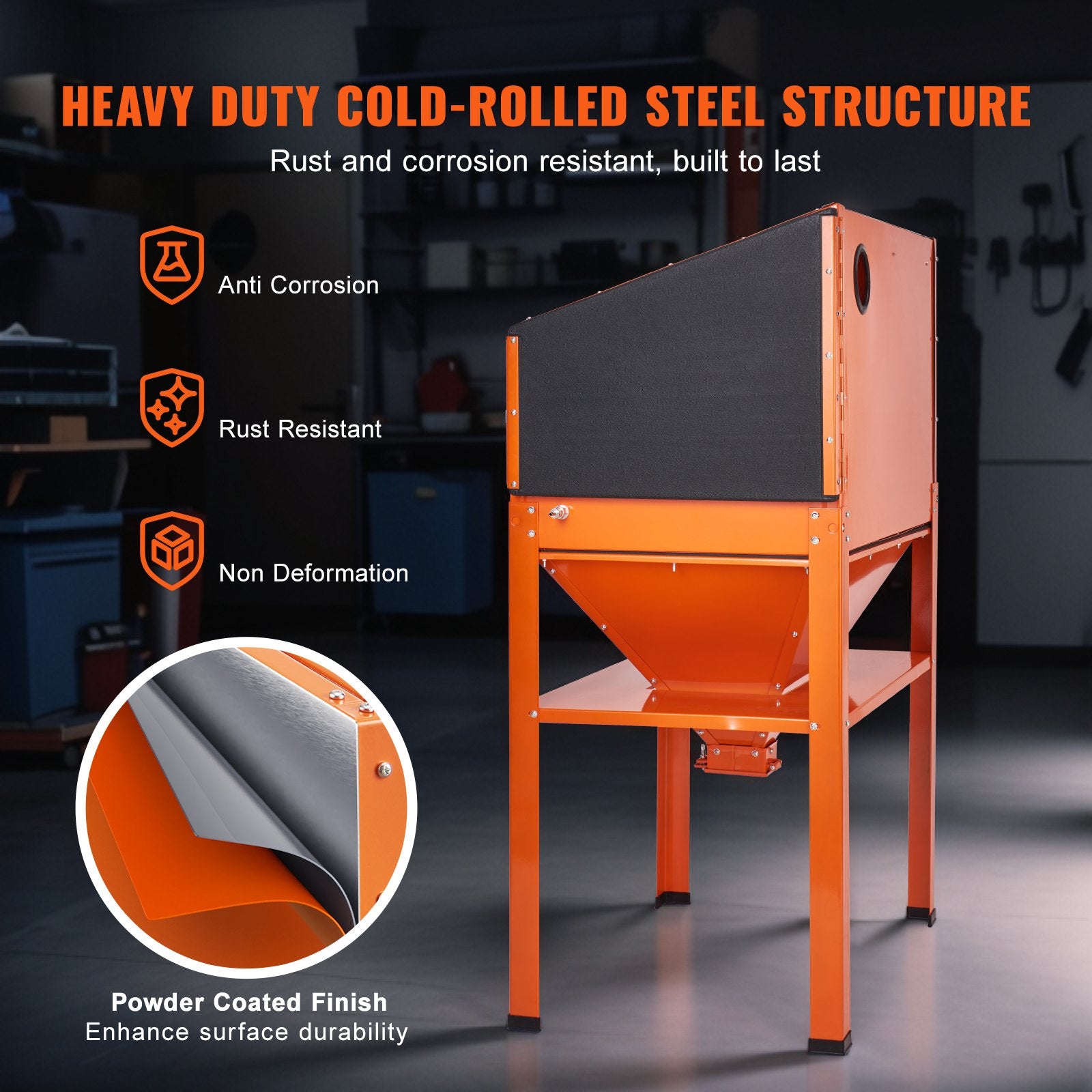 60 Gallon Sand Blasting Cabinet with Stand with Blasting Gun & 4 Nozzles V952-PSJ60JLW0000PHICYV3