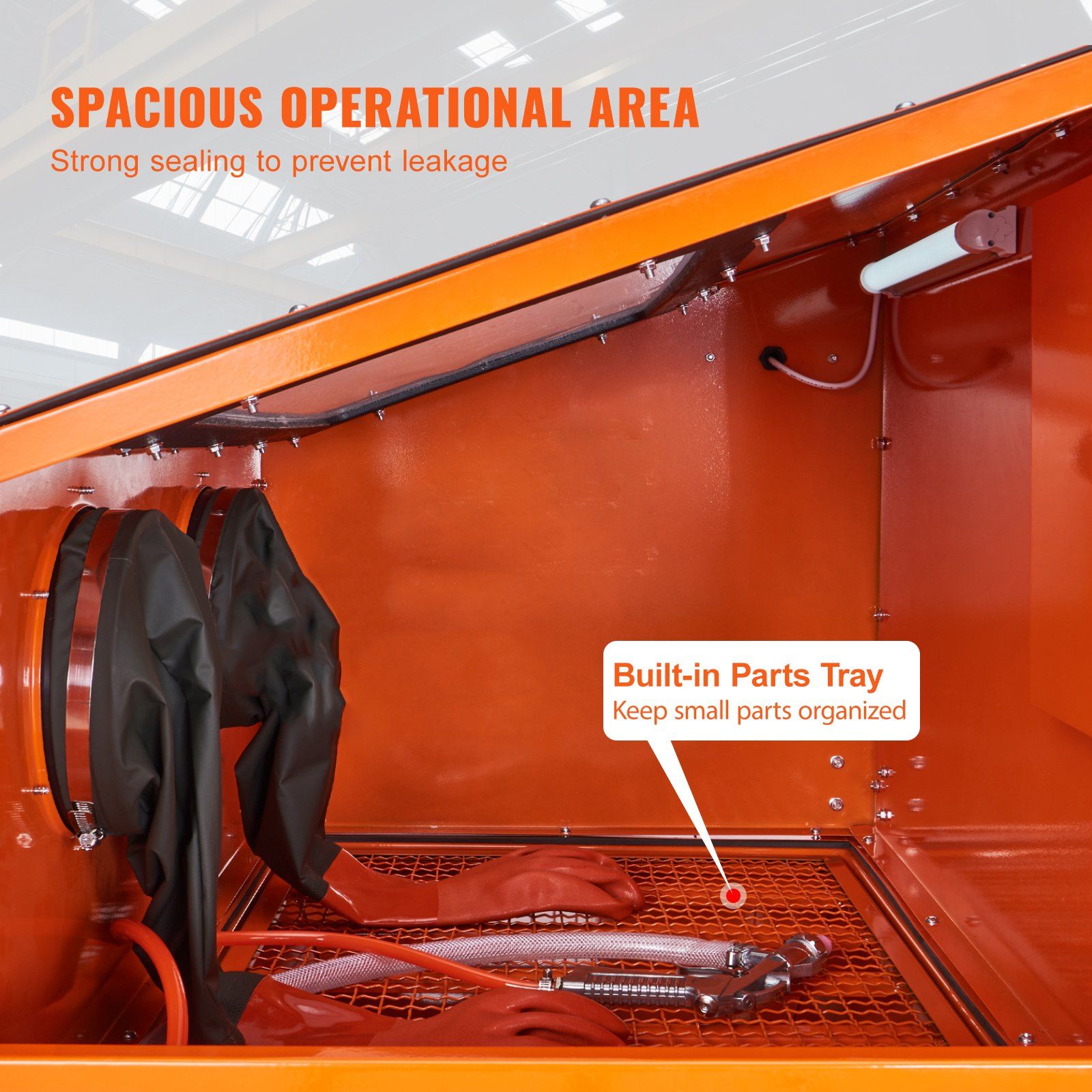 90 Gallon Sandblasting Cabinet with 1.8 Gallon Dust Collection System, 40-120PSI Sand Blasting Cabinet with V952-PSJ90JLY0000LHGAJV3