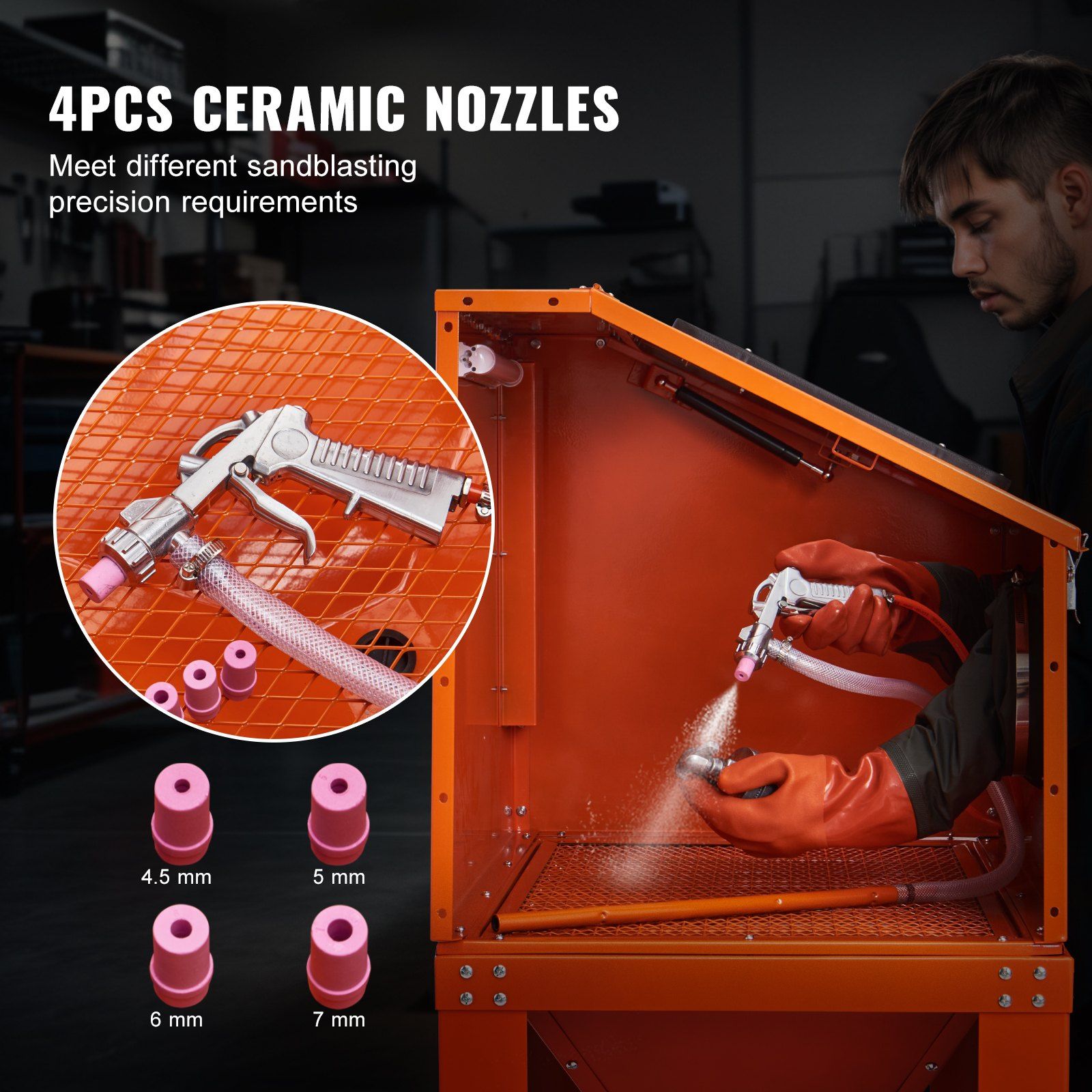 90 Gallon Sandblasting Cabinet with 1.8 Gallon Dust Collection System, 40-120PSI Sand Blasting Cabinet with V952-PSJ90JLY0000LHGAJV3