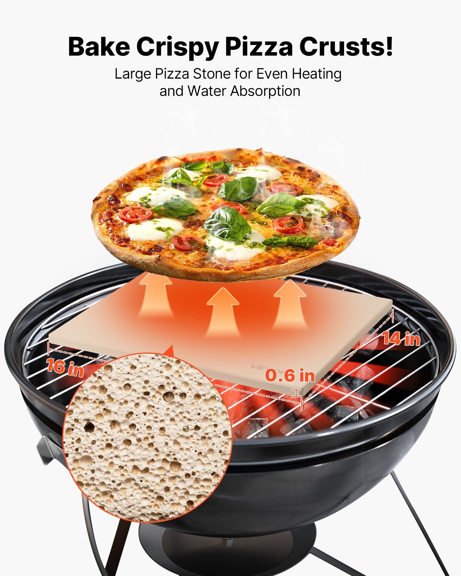 Pizza Stone, 406 x 355 mm Rectangular Cordierite Pizza Stone, Extra Large Baking-Stone with Scraper, 15 mm V952-PSSJQSJX1614V8WHJ001V0