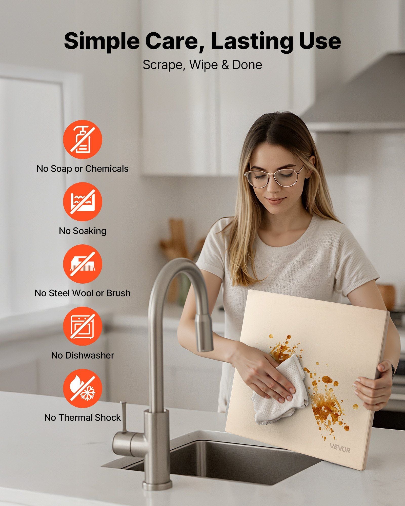 Pizza Stone, 406 x 355 mm Rectangular Cordierite Pizza Stone, Extra Large Baking-Stone with Scraper, 15 mm V952-PSSJQSJX1614V8WHJ001V0