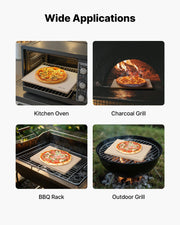 Pizza Stone, 406 x 355 mm Rectangular Cordierite Pizza Stone, Extra Large Baking-Stone with Scraper, 15 mm V952-PSSJQSJX1614V8WHJ001V0