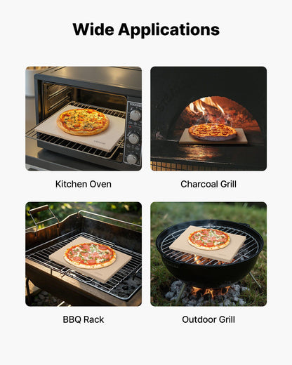 Pizza Stone, 406 x 355 mm Rectangular Cordierite Pizza Stone, Extra Large Baking-Stone with Scraper, 15 mm V952-PSSJQSJX1614V8WHJ001V0