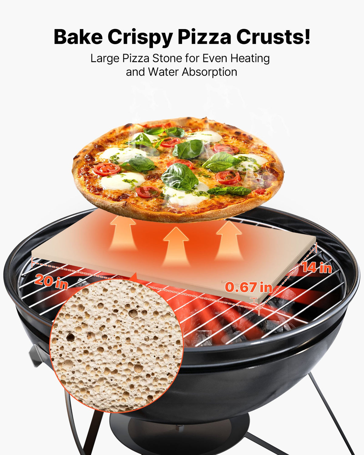 Pizza Stone, 508 x 355 mm Rectangular Cordierite Pizza Stone, Extra Large Baking-Stone with PP Scraper, 17 mm V952-PSSJQSJX2014UO3YE001V0
