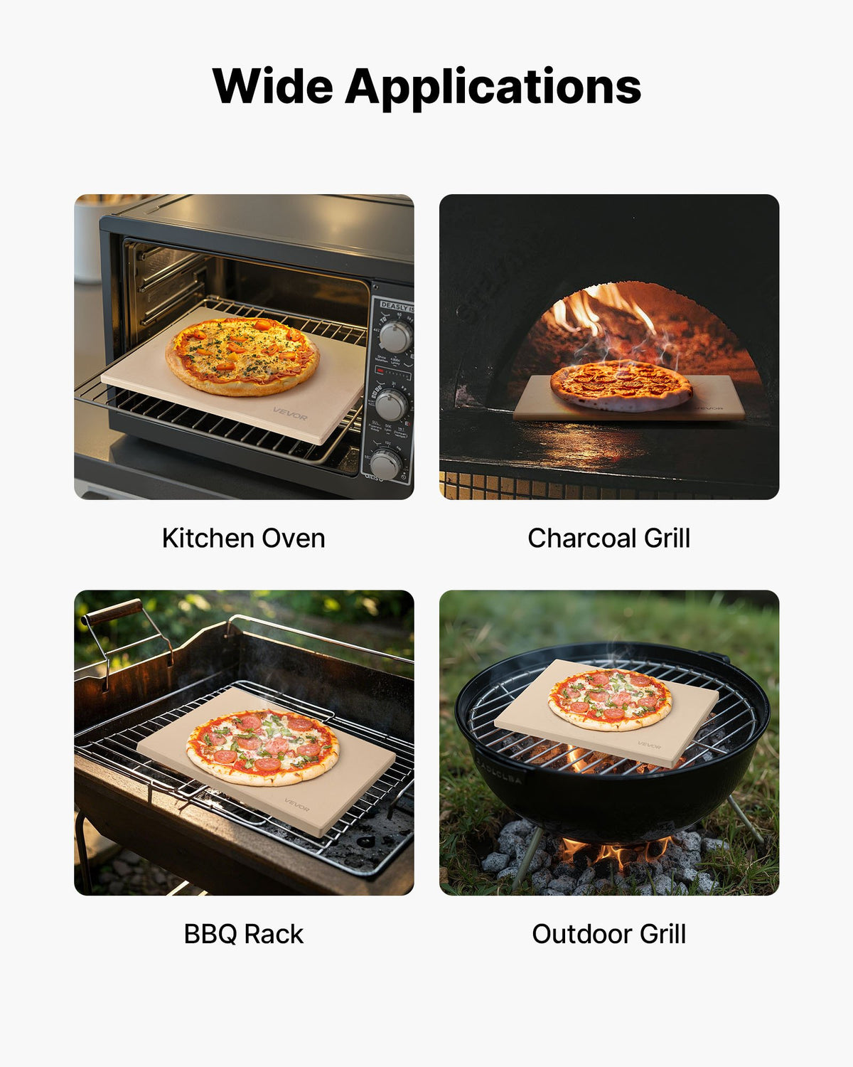 Pizza Stone, 508 x 355 mm Rectangular Cordierite Pizza Stone, Extra Large Baking-Stone with PP Scraper, 17 mm V952-PSSJQSJX2014UO3YE001V0