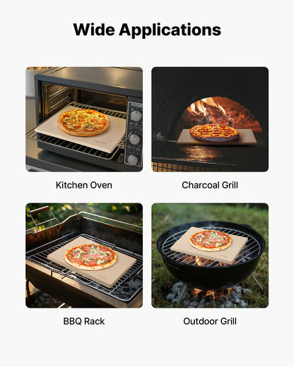 Pizza Stone, 508 x 355 mm Rectangular Cordierite Pizza Stone, Extra Large Baking-Stone with PP Scraper, 17 mm V952-PSSJQSJX2014UO3YE001V0