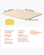 Pizza Stone, 508 x 355 mm Rectangular Cordierite Pizza Stone, Extra Large Baking-Stone with PP Scraper, 17 mm V952-PSSJQSJX2014UO3YE001V0