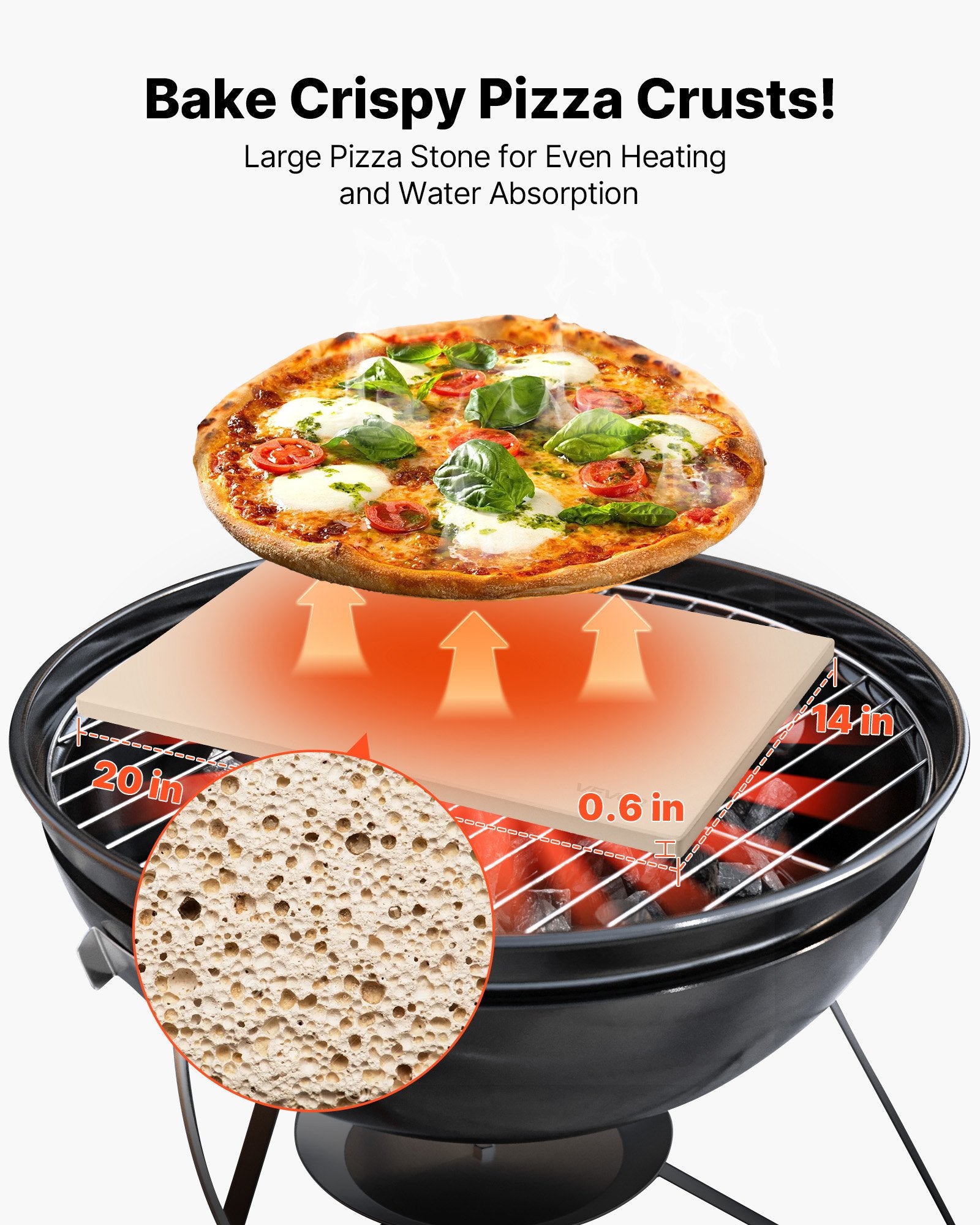 Pizza Stone, 508 x 355 mm Rectangular Cordierite Pizza Stone, Extra Large Baking-Stone with Aluminum Peel, 15 V952-PSSJQSJX22140KPYQ001V0