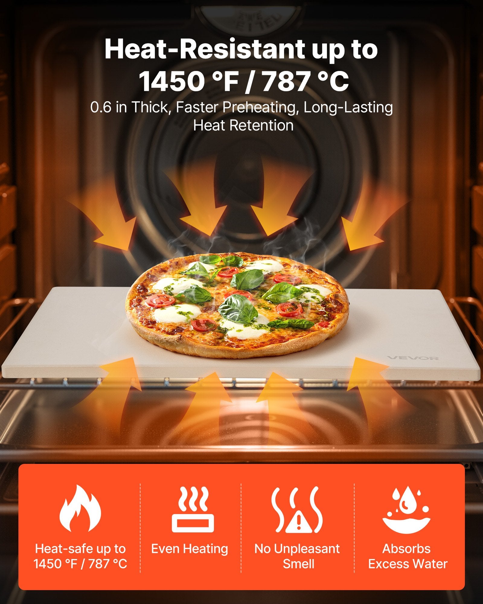 Pizza Stone, 508 x 355 mm Rectangular Cordierite Pizza Stone, Extra Large Baking-Stone with Aluminum Peel, 15 V952-PSSJQSJX22140KPYQ001V0