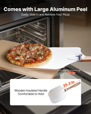 Pizza Stone, 508 x 355 mm Rectangular Cordierite Pizza Stone, Extra Large Baking-Stone with Aluminum Peel, 15 V952-PSSJQSJX22140KPYQ001V0