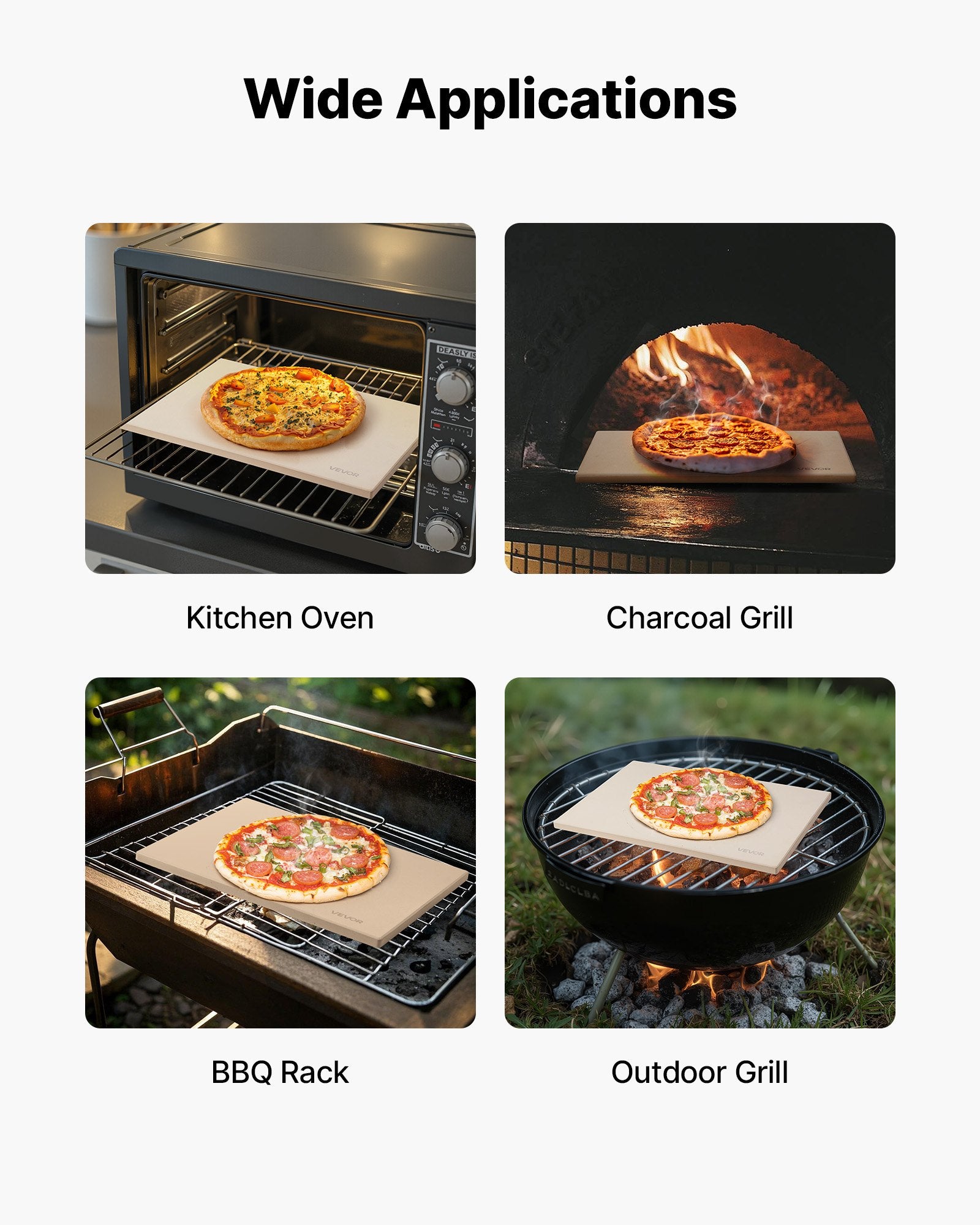 Pizza Stone, 508 x 355 mm Rectangular Cordierite Pizza Stone, Extra Large Baking-Stone with Aluminum Peel, 15 V952-PSSJQSJX22140KPYQ001V0