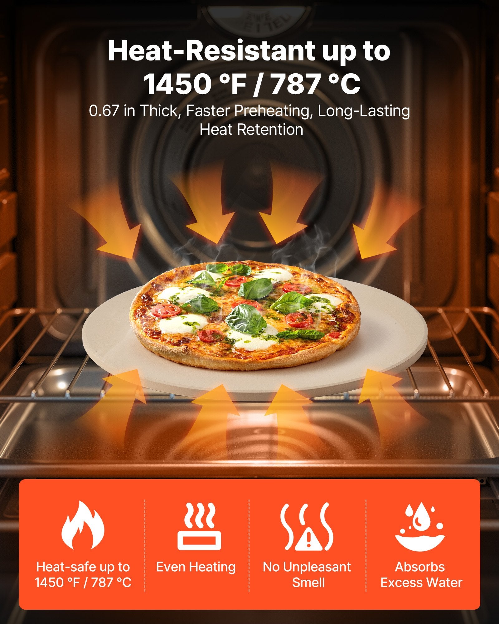 Pizza Stone, 381 mm Round Cordierite Pizza Stone, Extra Large Baking-Stone with Aluminum Peel, 17 mm V952-PSSJQSYX15INBTVJF001V0