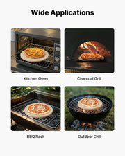 Pizza Stone, 381 mm Round Cordierite Pizza Stone, Extra Large Baking-Stone with Aluminum Peel, 17 mm V952-PSSJQSYX15INBTVJF001V0