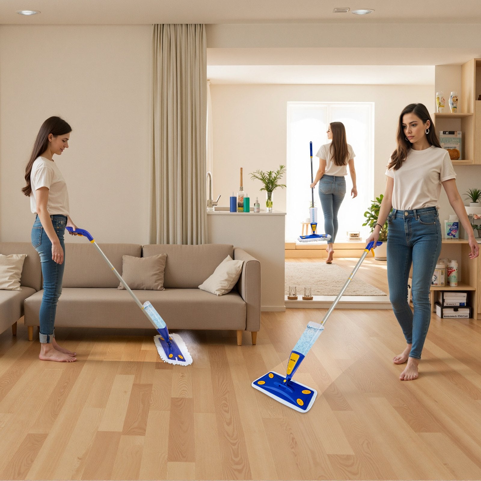 Spray Mop, with 3 Washable Pads for Dry and Wet Floor Cleaning & an 800ml Refillable Water Tank, Microfiber V952-PSTBSDPSZMDM9SKKR001V0