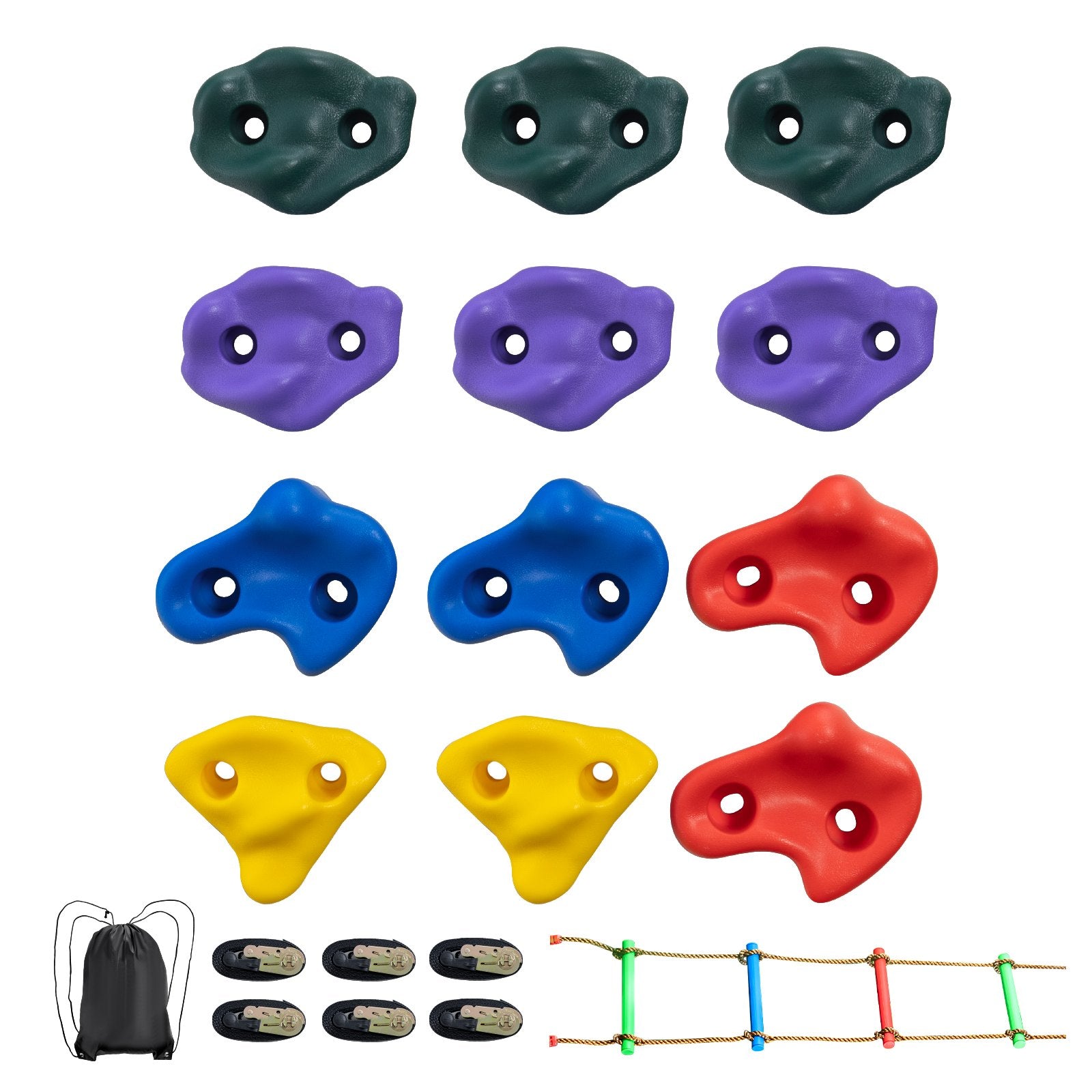 Ninja Tree Climbing Kit, 12 Tree Climbing Holds, 6 Ratchet Straps, and a Climbing Ladder, Climbing Rocks for V952-PSZJTZ12PCSDLD8RSV0