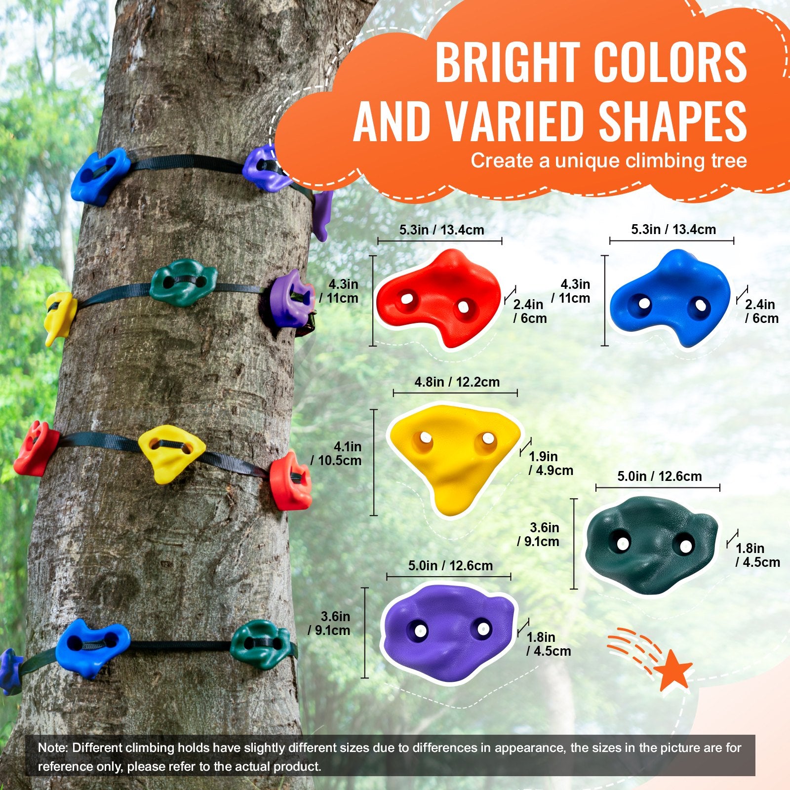 Ninja Tree Climbing Kit, 12 Tree Climbing Holds, 6 Ratchet Straps, and a Climbing Ladder, Climbing Rocks for V952-PSZJTZ12PCSDLD8RSV0