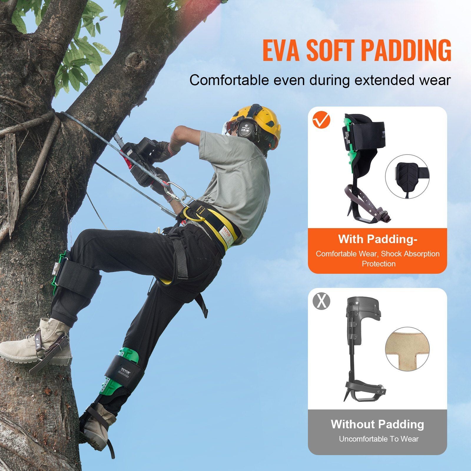 Tree Climbing Spikes, 1 Pair Alloy Steel Climbing Spurs, 350lbs Load Capacity Tree Climbing Gear with Straps V952-PSZZDPKSLEVAFSL9AV0