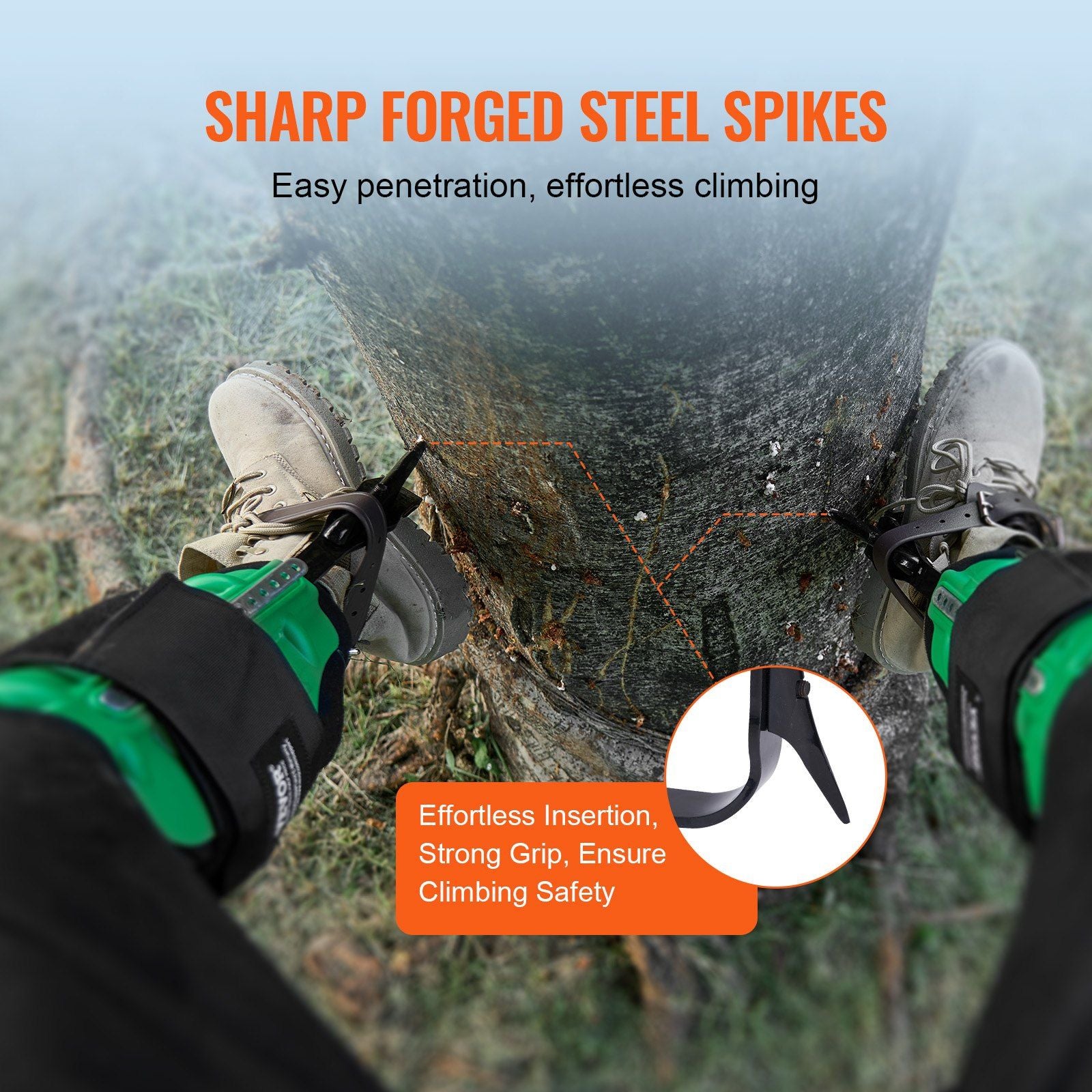 Tree Climbing Spikes, 1 Pair Alloy Steel Climbing Spurs, 350lbs Load Capacity Tree Climbing Gear with Straps V952-PSZZDPKSLEVAFSL9AV0