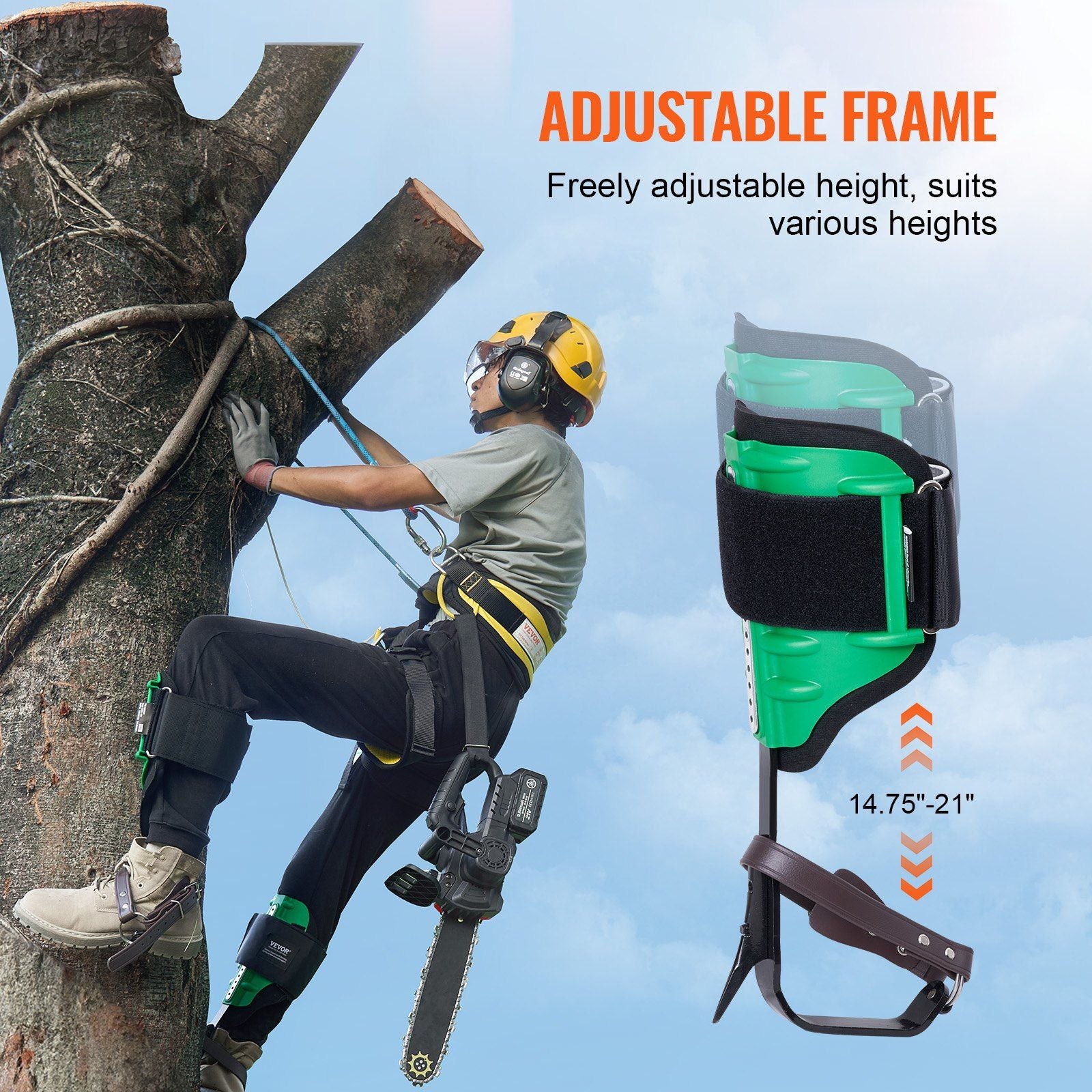Tree Climbing Spikes, 1 Pair Alloy Steel Climbing Spurs, 350lbs Load Capacity Tree Climbing Gear with Straps V952-PSZZDPKSLEVAFSL9AV0