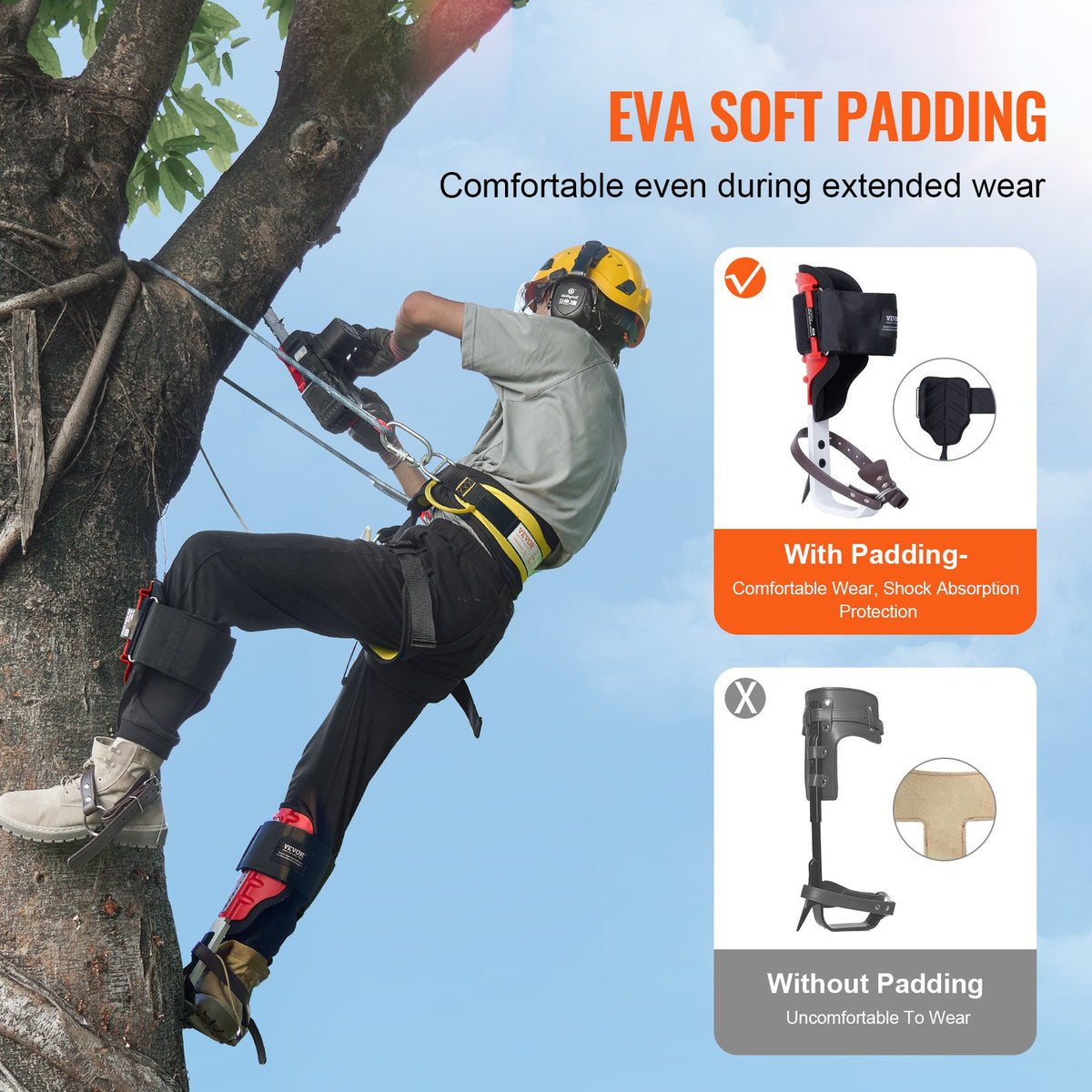 Tree Climbing Spikes, 1 Pair Aluminum Climbing Spurs, 350lbs Load Capacity Tree Climbing Gear with Straps and V952-PSZZHSDPKSLEDZ2TTV0