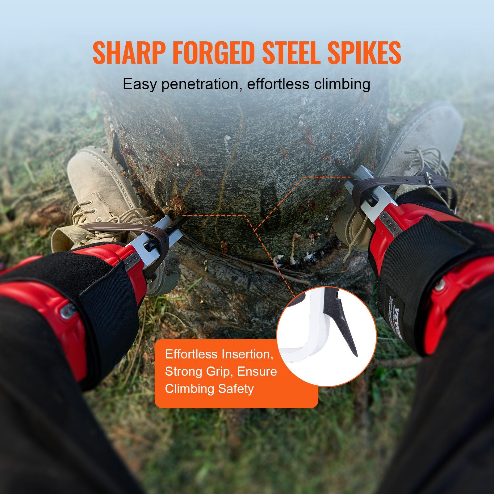 Tree Climbing Spikes, 1 Pair Aluminum Climbing Spurs, 350lbs Load Capacity Tree Climbing Gear with Straps and V952-PSZZHSDPKSLEDZ2TTV0