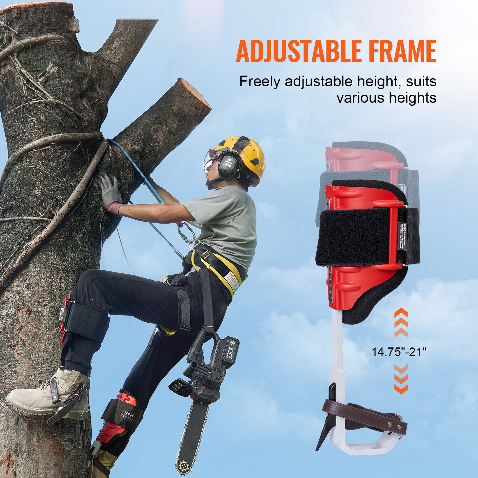 Tree Climbing Spikes, 1 Pair Aluminum Climbing Spurs, 350lbs Load Capacity Tree Climbing Gear with Straps and V952-PSZZHSDPKSLEDZ2TTV0