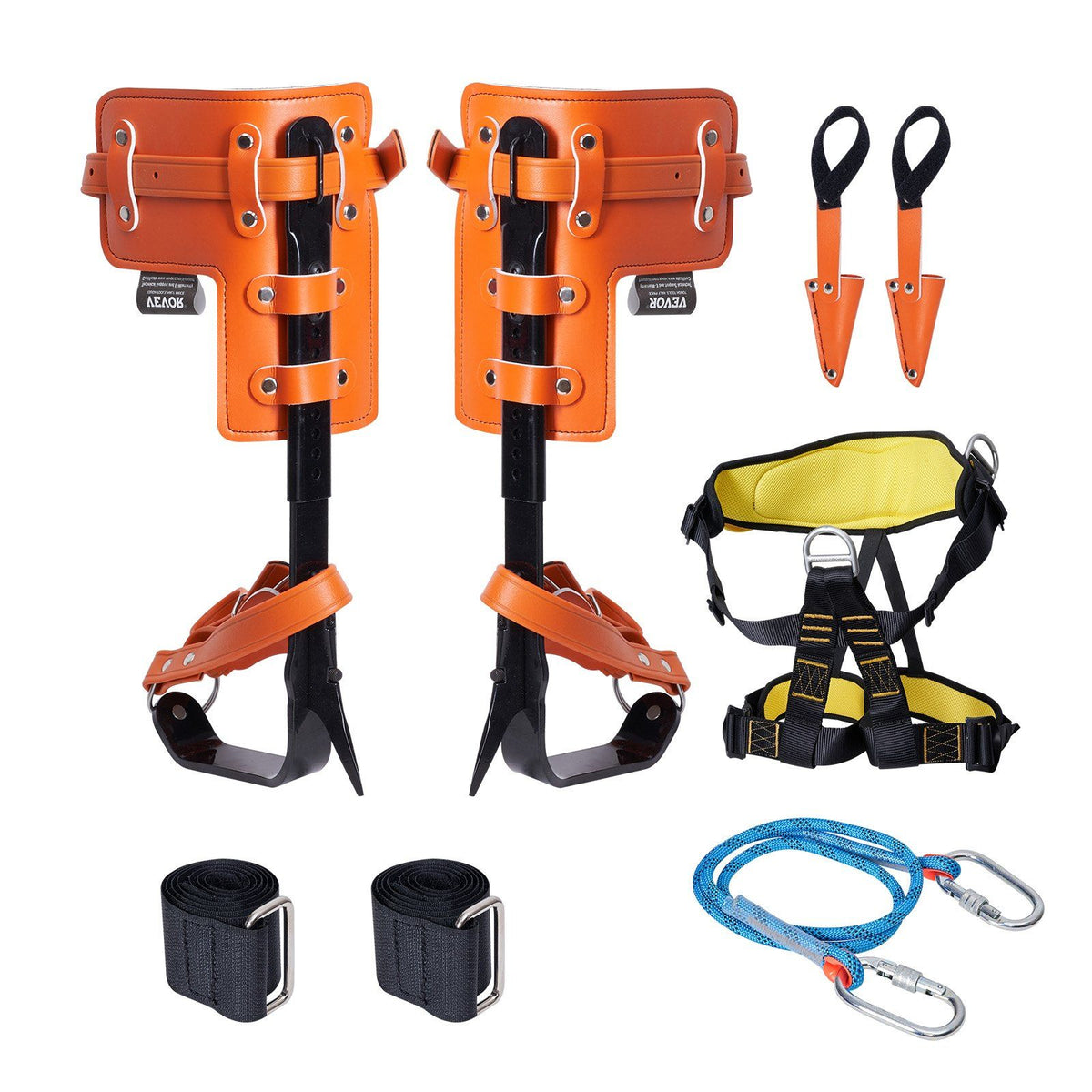 Tree Climbing Spikes Set, 1 Pair Alloy Steel Climbing Spurs with Safety Rope and Safety Harness, 350lbs Load V952-PSZZPZCZHKPZ0IXFTV0