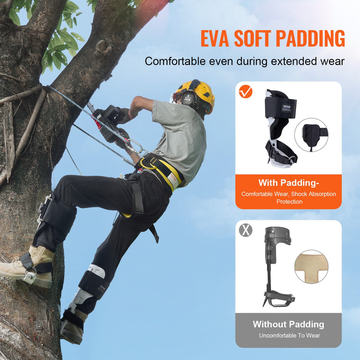 Tree Climbing Spikes, 1 Pair Aluminum Climbing Spurs, 350lbs Load Capacity Tree Climbing Gear with Straps and V952-PSZZYSDPKBLX0E055V0
