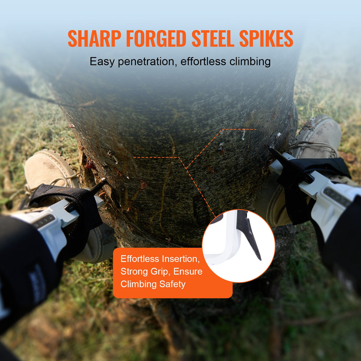 Tree Climbing Spikes, 1 Pair Aluminum Climbing Spurs, 350lbs Load Capacity Tree Climbing Gear with Straps and V952-PSZZYSDPKBLX0E055V0