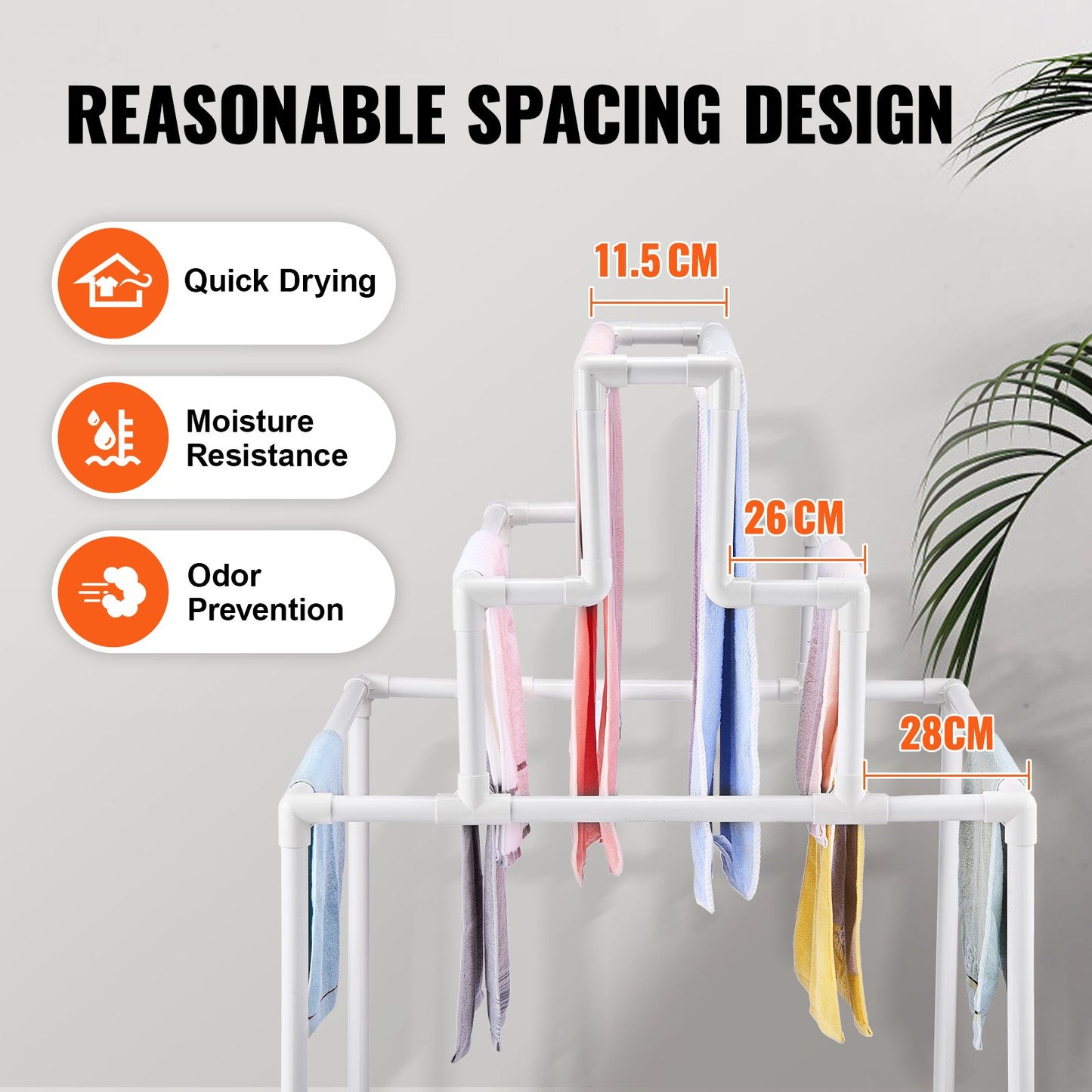 Towel Rack 8-Bar Outdoor PVC Towel Holder for Poolside Spa Bathroom White V952-PTMJJJXBS8GCN52QDV0