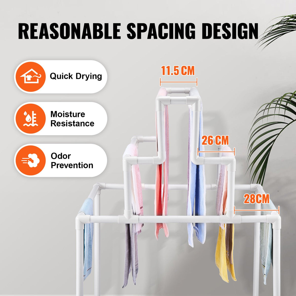 Towel Rack 8-Bar Outdoor PVC Towel Holder for Poolside Spa Bathroom White V952-PTMJJJXBS8GCN52QDV0