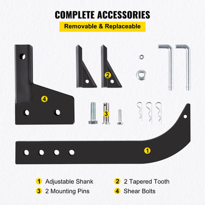 Hitch Mounted Ripper, 40.6cm Shank Length Box Scraper Shank, 4 Hole Site Box Blade for Tractor, 2 Locating V952-PTQLTYCHSBD1609FFV0