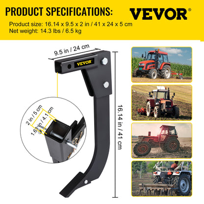 Hitch Mounted Ripper, 40.6cm Shank Length Box Scraper Shank, 4 Hole Site Box Blade for Tractor, 2 Locating V952-PTQLTYCHSBD1609FFV0