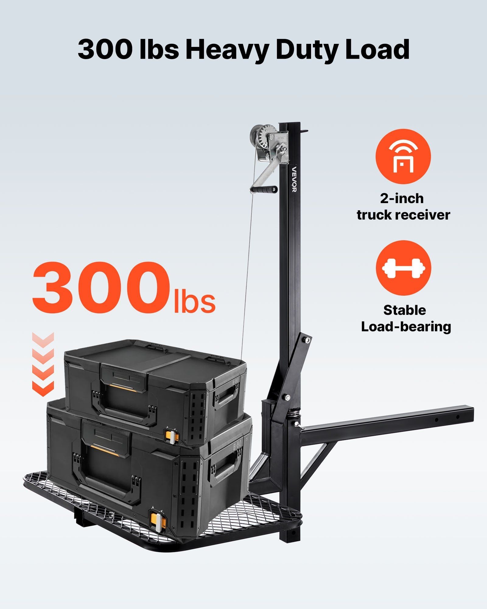 Hitch Deer Hoist with Lifting System Platform, 300 lbs Load Capacity, Game Hoist Winch Lift with 2-inch V952-PTSLSHL300LBWVV3H001V0