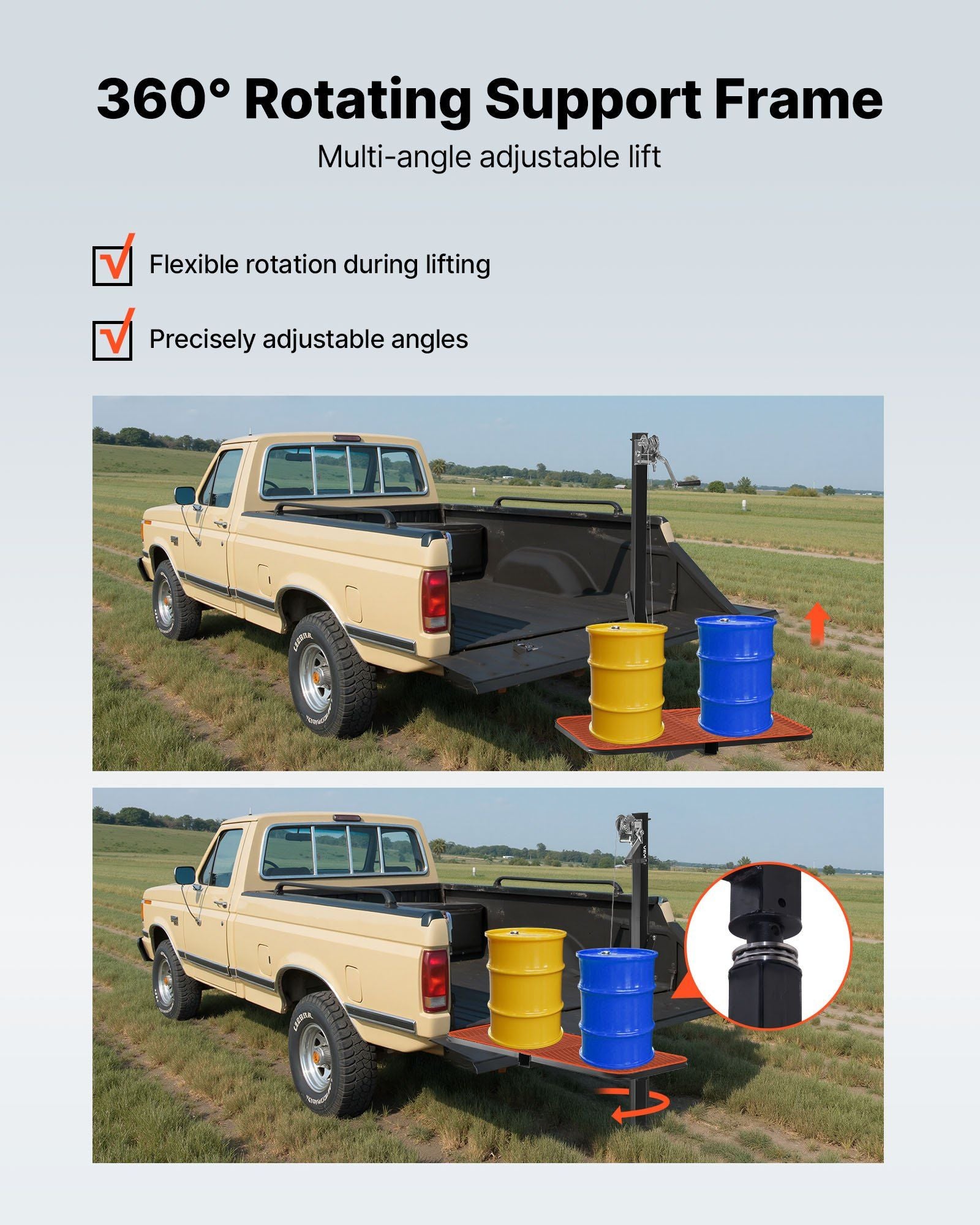 Hitch Deer Hoist with Lifting System Platform, 300 lbs Load Capacity, Game Hoist Winch Lift with 2-inch V952-PTSLSHL300LBWVV3H001V0