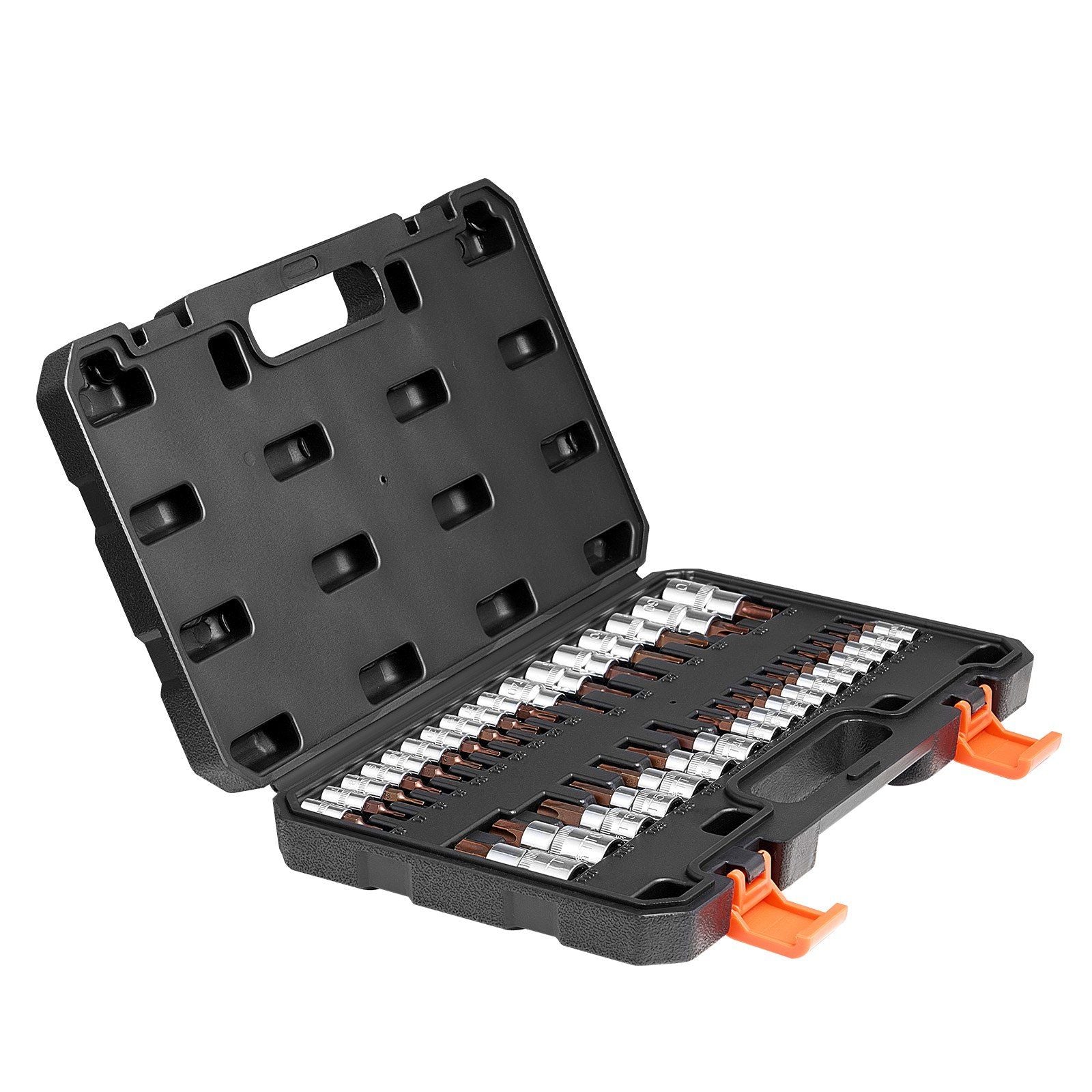 Torx Bit Socket Set, 34-Piece Solid Star and Tamper Proof T6-T70, S2 Alloy Steel and Cr-V Steel, 1/4 in, 3/8 V952-PTTT143812TO3PNXZV0