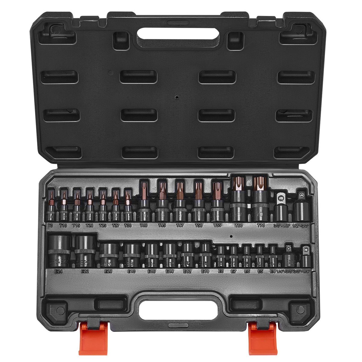 Torx Bit Socket and External Torx Socket Set 31-Piece T8-T70 and E4-E24 Steel V952-PTTT143812TORESE9V0