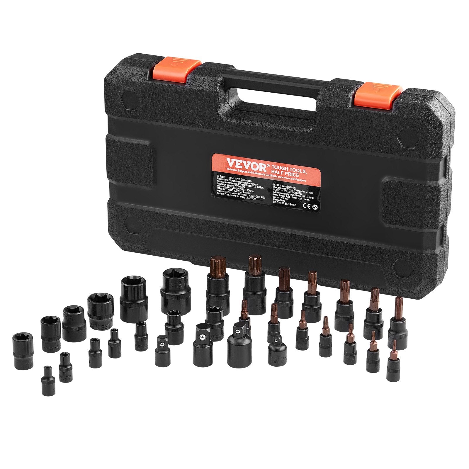 Torx Bit Socket and External Torx Socket Set 31-Piece T8-T70 and E4-E24 Steel V952-PTTT143812TORESE9V0
