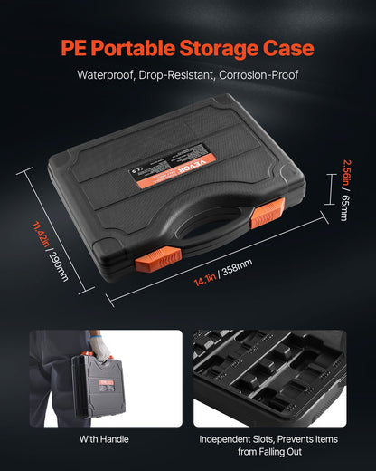 Torx Bit Socket and External Torx Socket Set, 60-Piece T6-T70, TT6-TT70, TP8-TP60, E4-E24, S2 Alloy Steel and V952-PTTT143812TOZF3DAV0