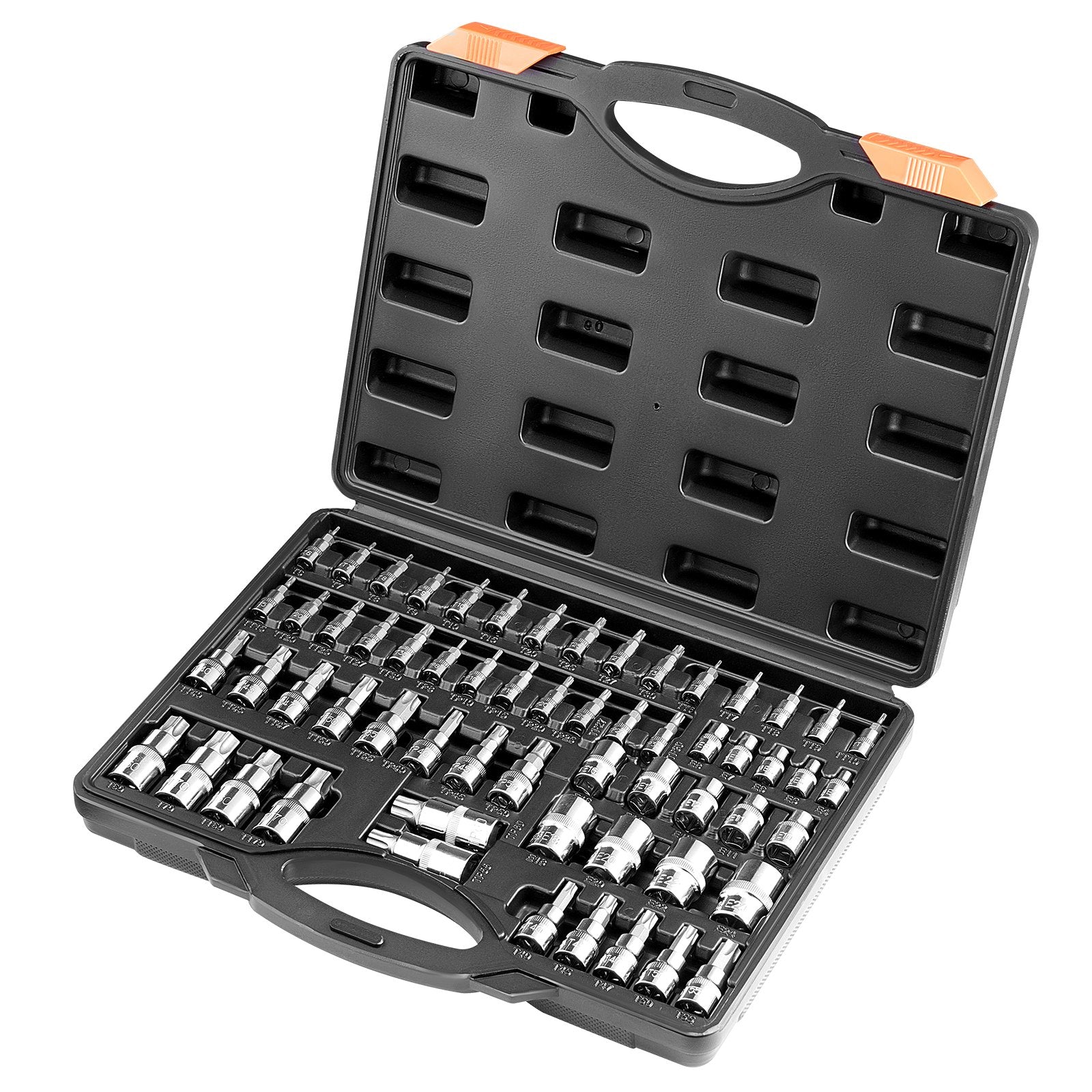 Torx Bit Socket and External Torx Socket Set, 60-Piece T6-T70, TT6-TT70, TP8-TP60, E4-E24, S2 Alloy Steel and V952-PTTT143812TOZF3DAV0